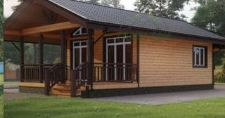 Проект одноэтажного дома из бруса с террасой - Строительство в Холмске от Строй-Хлм от 135044 руб.